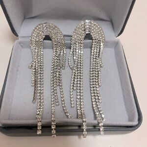 rhinestones long earrings